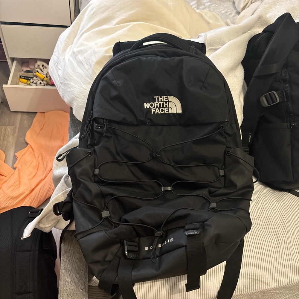 The North Face Men's Black Backpack with White Logo